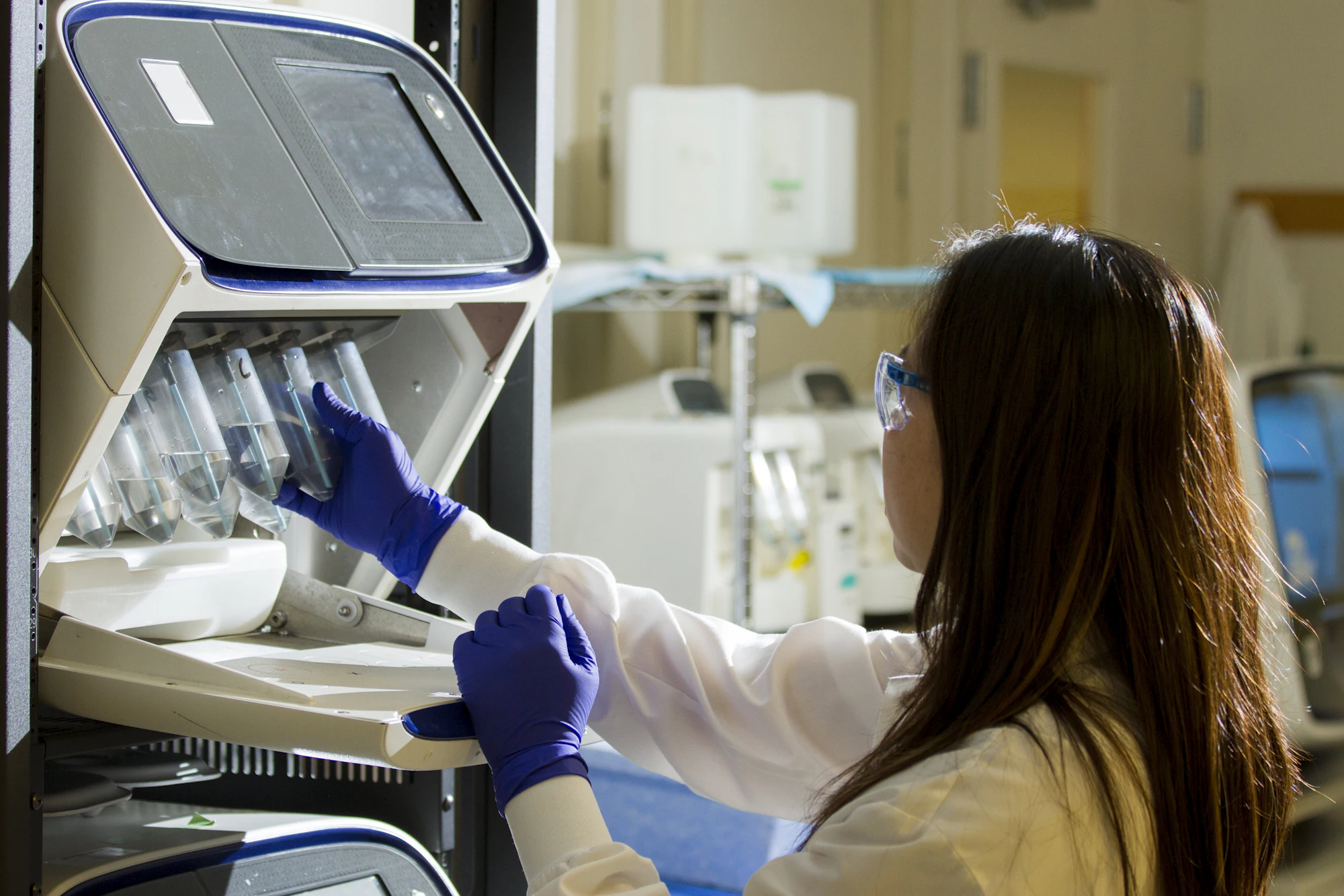 A clinician interpreting diagnostic data on a clinical workstation.